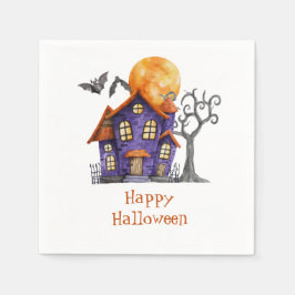 Personalisiert Happy Halloween Spuk Haus Serviette