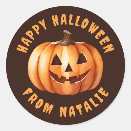 Personalisiert Happy Halloween Sticker (Vorderseite)