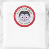Personalisiert Happy Halloween Vampire Round Stick Runder Aufkleber (Tasche)