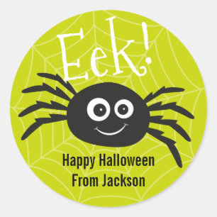 Personalisiert Happy Hallowen Spider Round Aufkleb Runder Aufkleber