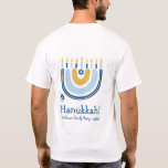 Personalisiert Happy Hanukkah Menorah Rainbow T-Shirt<br><div class="desc">Unser Rainbow Menorah Hanukkah Gruß T - Shirt hat ein beliebtes Rainbow Design, das zu einem fröhlichen Hanukkah / Chanukah menorah dreht. Dieses moderne Design ist eine schöne, unterhaltsame Art, der Familie und Freunden ein Happy Hanukkah in Ihrem Hanukkah Party zu wünschen. Text kann personalisiert/verändert werden, um es wirklich zu...</div>