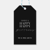 Personalisiert "Happy Happy Birthday" Black Geschenkanhänger (Vorderseite)