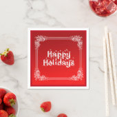 Personalisiert Happy Holiday Swirl Border Red Serviette (Beispiel)