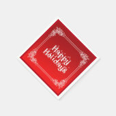 Personalisiert Happy Holiday Swirl Border Red Serviette (Ecke)