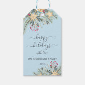 Personalisiert Happy Holidays Aquarell Geschenkanhänger (Vorderseite)