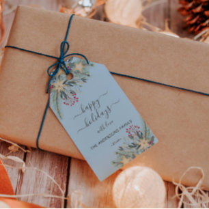 Personalisiert Happy Holidays Aquarell Geschenkanhänger