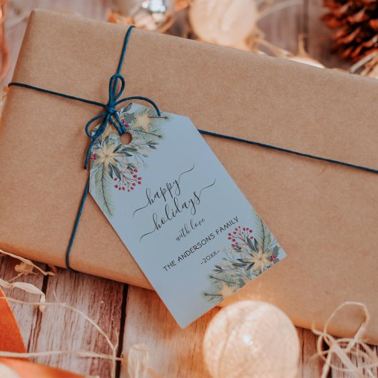 Personalisiert Happy Holidays Aquarell Geschenkanhänger