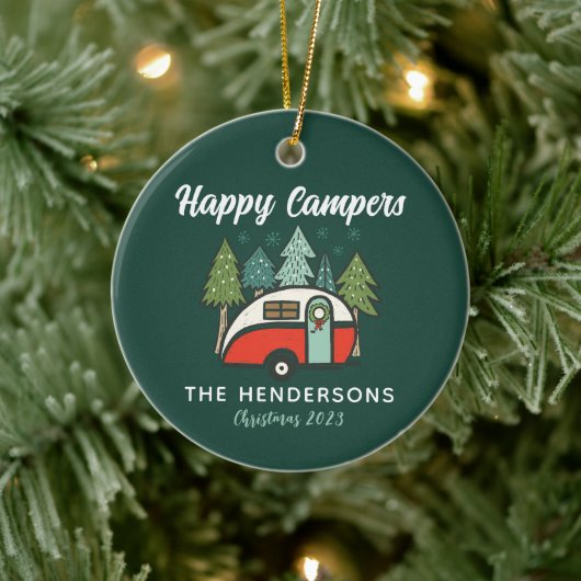Personalisiert Happy Holidays Camper Keramik Ornament (Baum)
