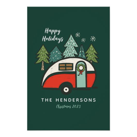 Personalisiert Happy Holidays Camper Poster (Vorderseite)