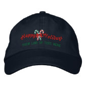 Personalisiert Happy Holidays Candy Canes Bestickte Baseballkappe (Vorderseite)