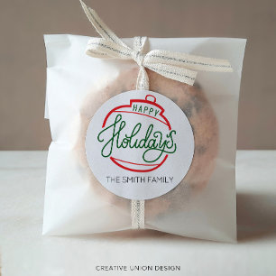 Personalisiert Happy Holidays - Geschenk Name Runder Aufkleber