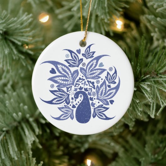 Personalisiert Happy Holidays Peacock Keramik Ornament (Baum)