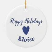 Personalisiert Happy Holidays Peacock Keramik Ornament (Hinten)