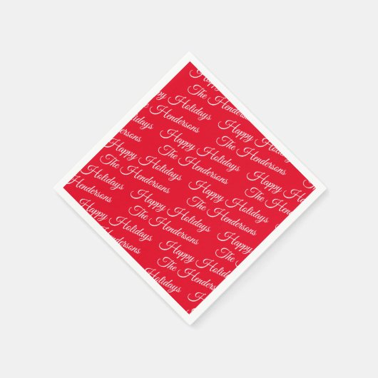 Personalisiert Happy Holidays red Serviette (Ecke)
