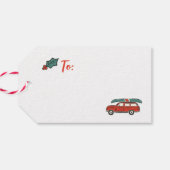 Personalisiert Happy Holidays Red Wagon Weihnachte Geschenkanhänger (Rückseite Horizontal)