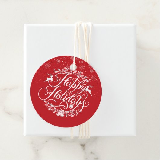 Personalisiert Happy Holidays Schneeflocken Rot Geschenkanhänger (Beispiel)