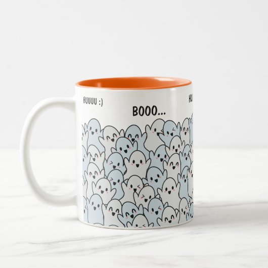 Personalisiert Happy Hungry Ghosts Pattern Hallowe Zweifarbige Tasse (Links)