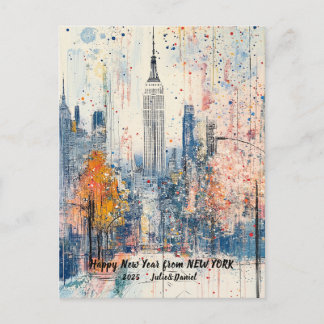 Personalisiert Happy New Year 2025 Manhattan-Karte Feiertagspostkarte