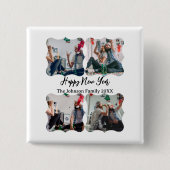 Personalisiert Happy New Year Script 4 Collage Fot Button (Vorderseite)
