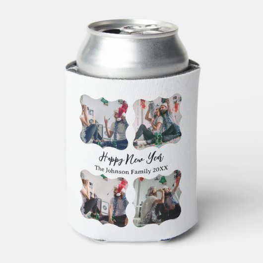 Personalisiert Happy New Year Script 4 Collage Fot Dosenkühler (Kanne Vorderseite)