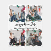 Personalisiert Happy New Year Script 4 Collage Fot Fleecedecke (Vorderseite)