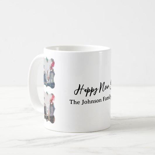 Personalisiert Happy New Year Script 4 Collage Fot Kaffeetasse (Vorderseite Links)