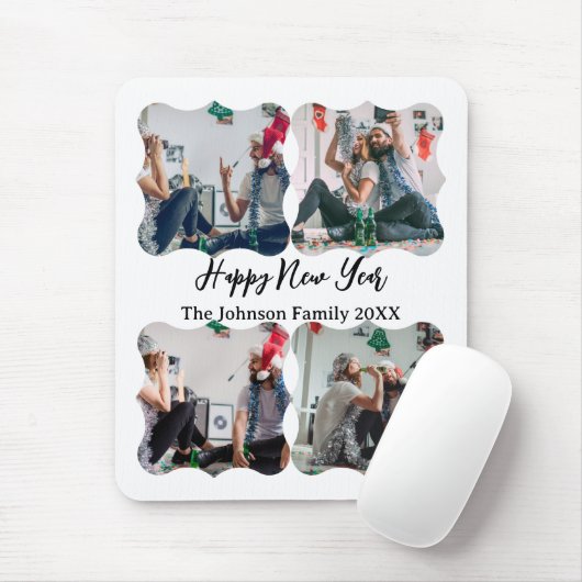Personalisiert Happy New Year Script 4 Collage Fot Mousepad (Mit Mouse)