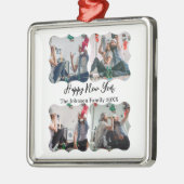 Personalisiert Happy New Year Script 4 Collage Fot Ornament Aus Metall (Links)