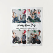 Personalisiert Happy New Year Script 4 Collage Fot Wandteppich (Vorderseite)