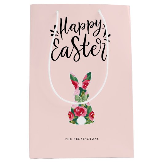 Personalisiert Happy Oaster Bunny Gift Bag Mittlere Geschenktüte (Vorderseite)