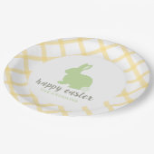 Personalisiert Happy Oaster Bunny Paper Plate Gelb Pappteller (Schrägansicht)