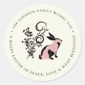 Personalisiert Happy Oster Modernes Bunny Runder Aufkleber (Vorderseite)