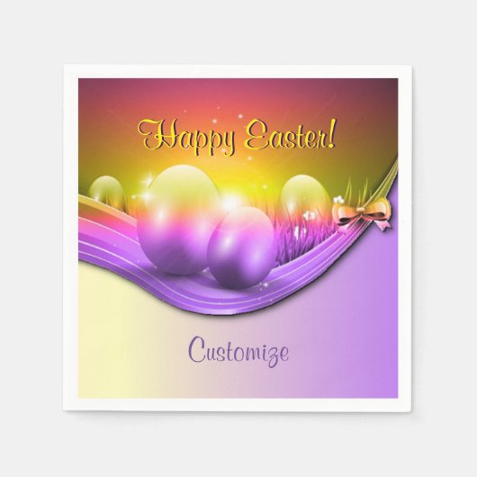 Personalisiert Happy Osterfarbene Eier Napkins Serviette (Vorderseite)