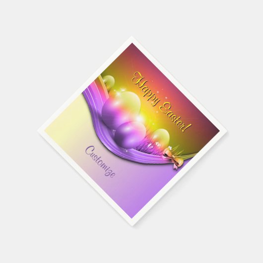 Personalisiert Happy Osterfarbene Eier Napkins Serviette (Ecke)