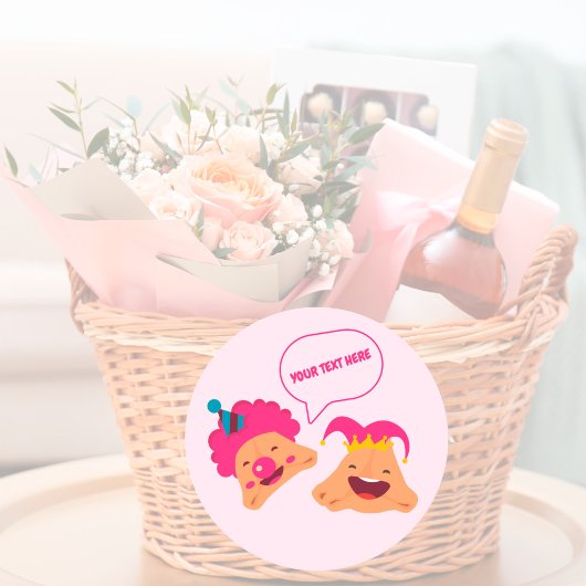 Personalisiert Happy Purim Niedlich Hamentashen Runder Aufkleber