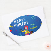 Personalisiert Happy Purim! Ovaler Aufkleber (Umschlag)