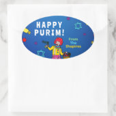 Personalisiert Happy Purim! Ovaler Aufkleber (Tasche)