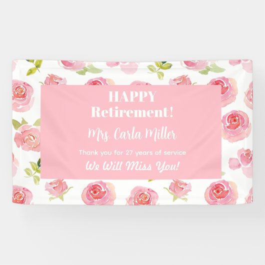 Personalisiert Happy Retirement Floral Banner (Horizontal)
