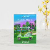 Personalisiert Happy Retirement Golf Sunset Green Karte (Gelbe Blume)