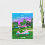 Personalisiert Happy Retirement Golf Sunset Pink Karte (Vorderseite)