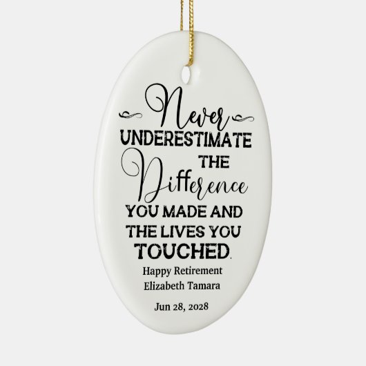Personalisiert Happy Retirement Quotes Keramik Ornament (Rechts)