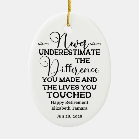 Personalisiert Happy Retirement Quotes Keramik Ornament (Vorne)