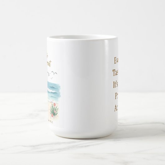 Personalisiert Happy Retirement Watercolor Beach Kaffeetasse (Mittel)