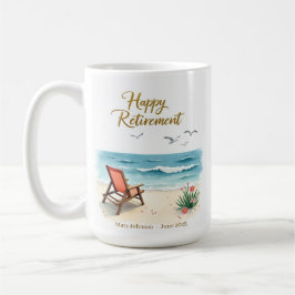 Personalisiert Happy Retirement Watercolor Beach Kaffeetasse