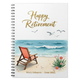 Personalisiert Happy Retirement Watercolor Beach Notizblock