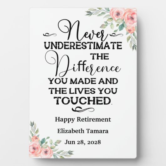 Personalisiert Happy Retirement Zitat für sie Fotoplatte (Vorderseite)