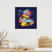 Personalisiert Happy Rocket Print Poster (Küche)