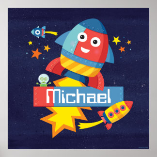 Personalisiert Happy Rocket Print Poster