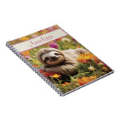 Personalisiert Happy Sloth in Blume Notizblock (Rechte Seite)