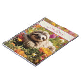 Personalisiert Happy Sloth in Blume Notizblock (Linke Seite)